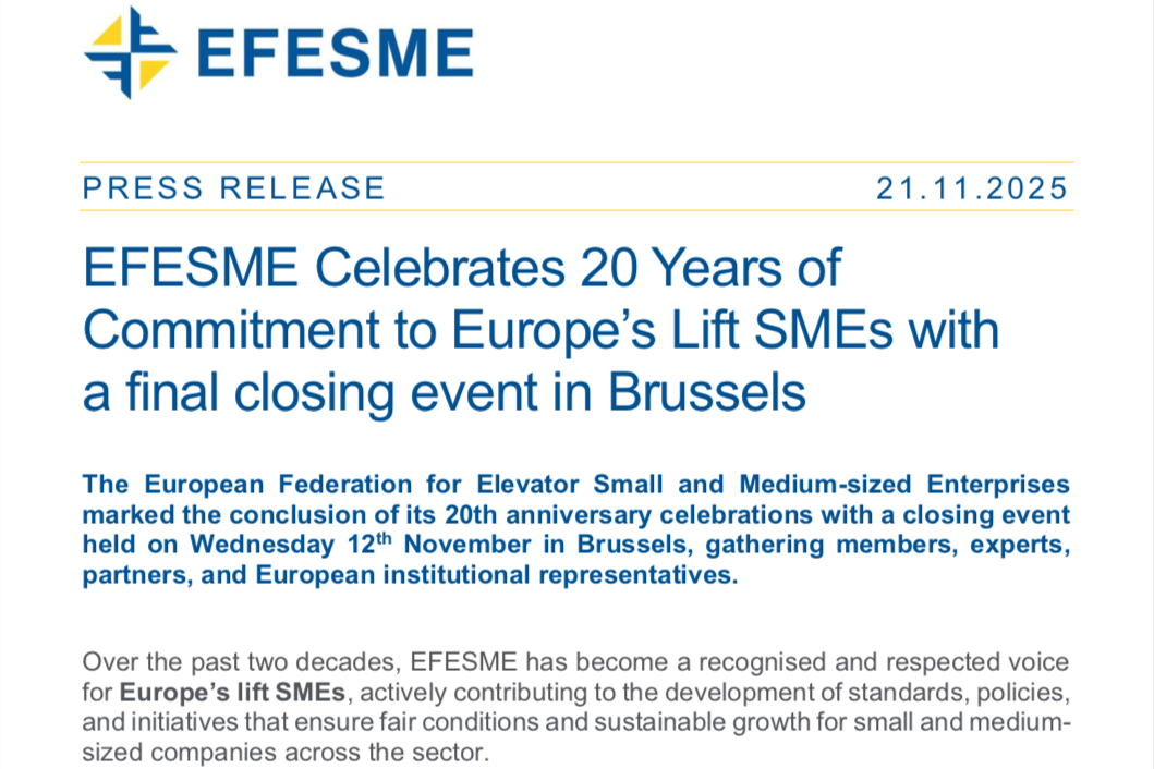 EFESME Celebrates 20 Years of Commitment to Europe’s Lift SMEs with  a final closing event in Brussels