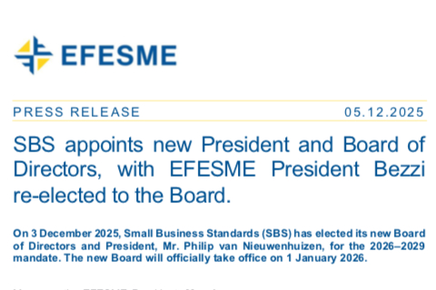 SBS appoints new President and Board of Directors, with EFESME President Bezzi re-elected to the Board